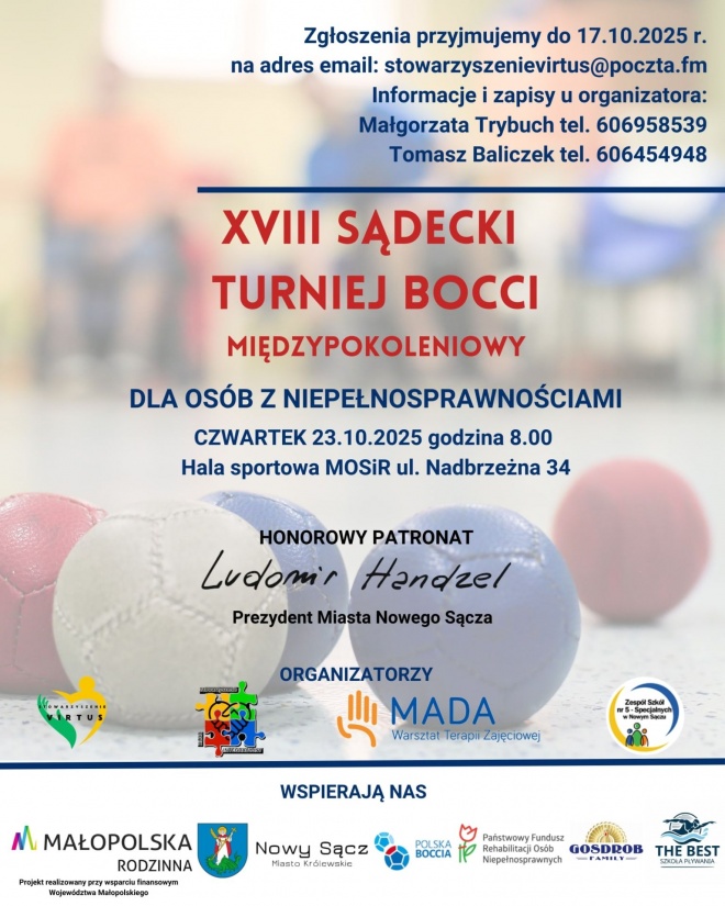 Plakat informujący o XVIII Sądeckim Turnieju Bocci Plakat informujący o XVIII Sądeckim Turnieju Bocci