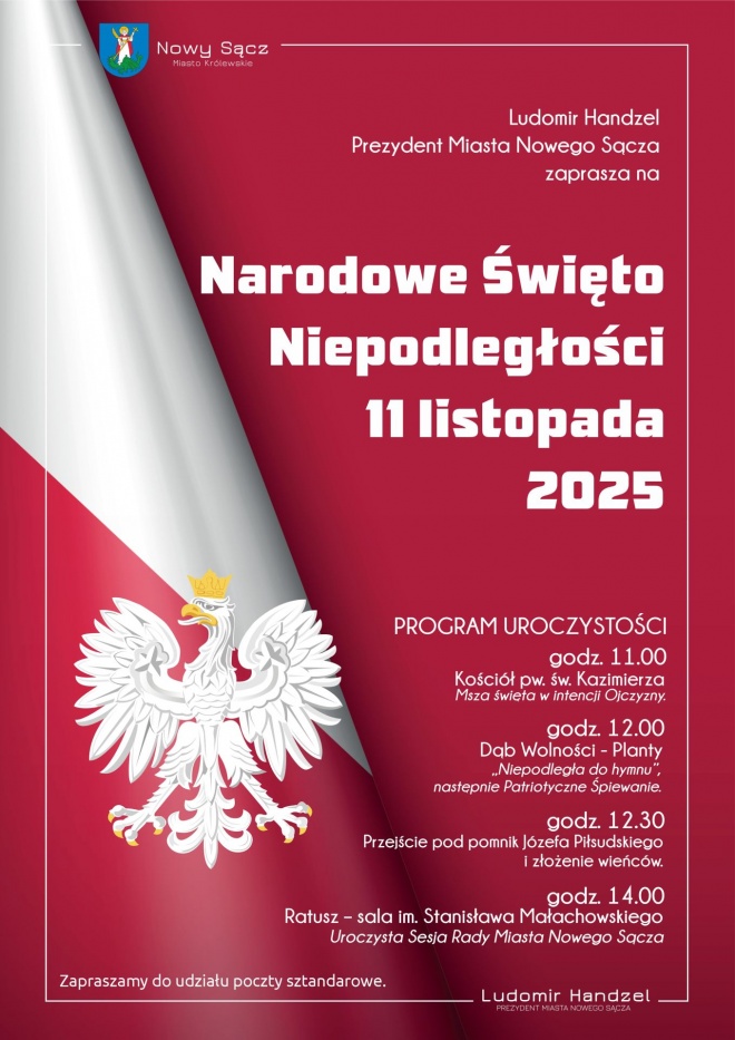 Plakat informujący o uroczystościach z okazji Narodowego Święta Niepodległości