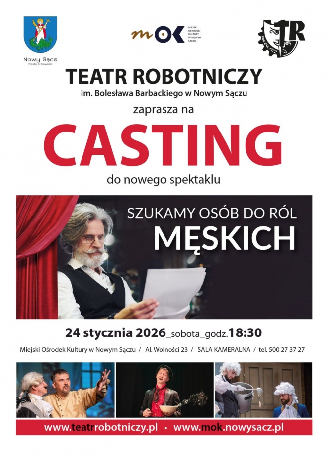 Plakat informujący o castingu do Teatru Robotniczego