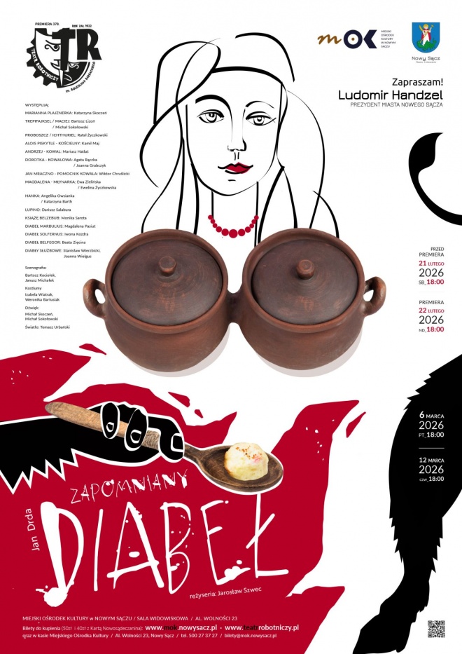 Plakat informujący o spektaklu pt. "Zapomniany diabeł"