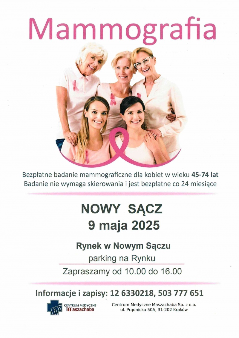 Plakat informujący o badaniach mammograficznych