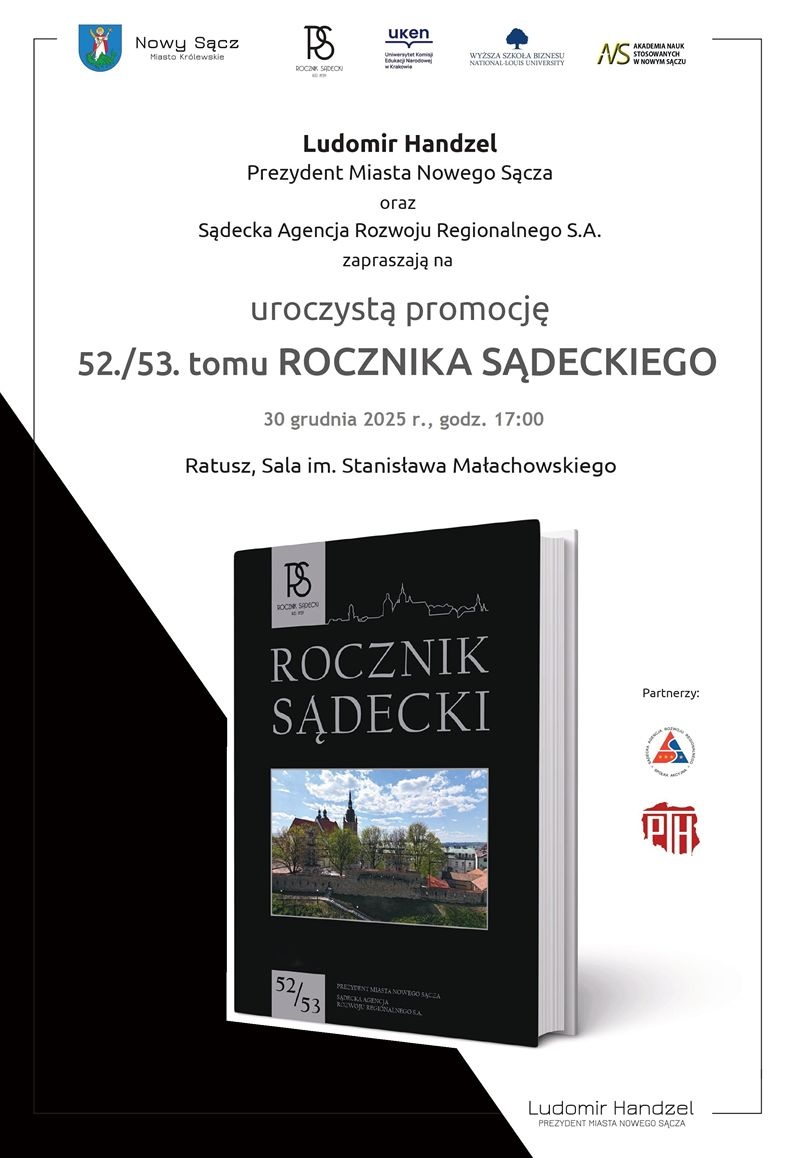 Plakat zapowiadający promocję 52./53. tomu &bdquo;Rocznika Sądeckiego