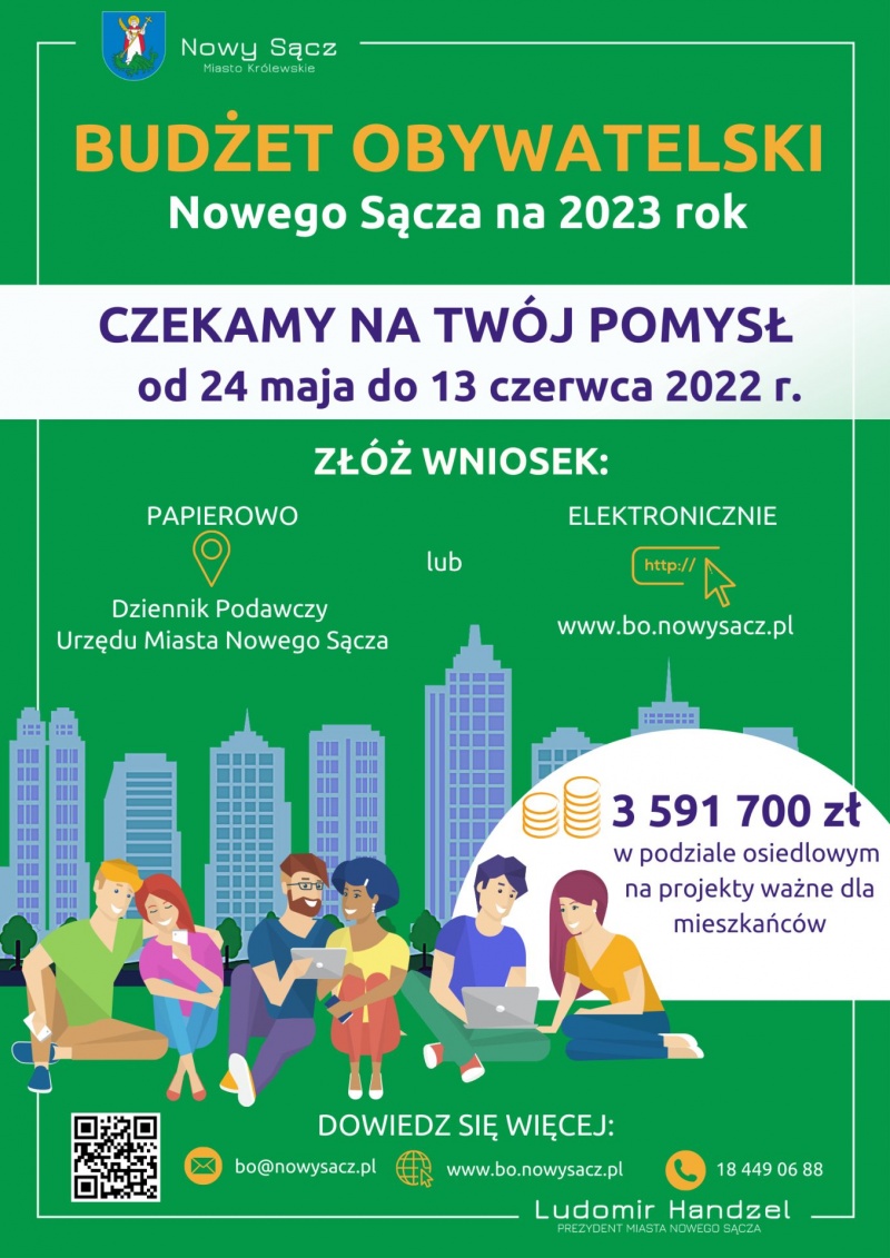 Plakat informujący o naborze projektów - nabór do 13 czerwca 2022 r.