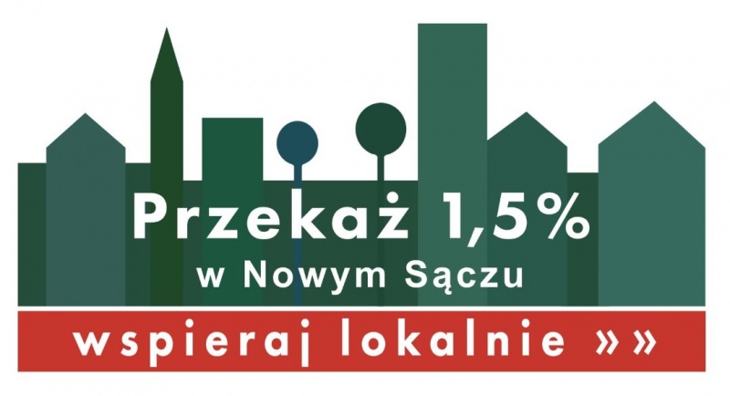 banner graficzny Przekaż  1,5% w&nbsp;Nowym Sączu