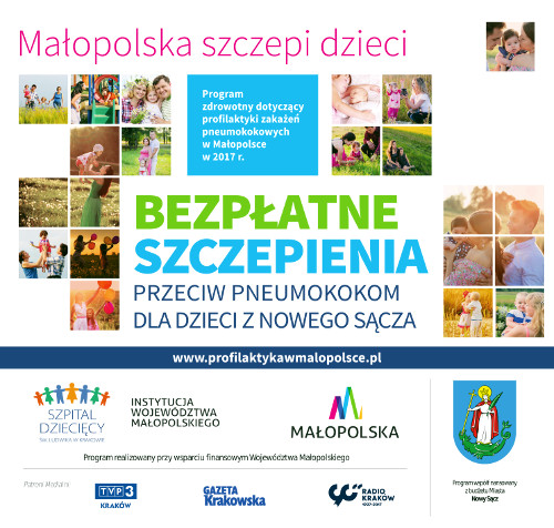 plakat promujący bezpłatne szczepienia przeciw pneumokokom