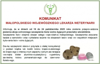 Zdjęcie do artykułu Komunikat Małopolskiego Wojewódzkiego Lekarza Weterynarii
