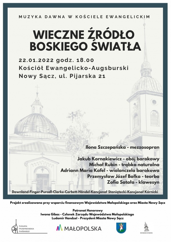 Wieczne Źródło Boskiego Światła – Muzyka Dawna w Kościele Ewangelickim - plakat