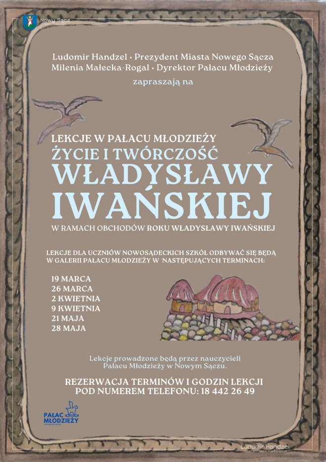 Plakat informujący o zajęciach plastycznych w Pałacu Młodzieży