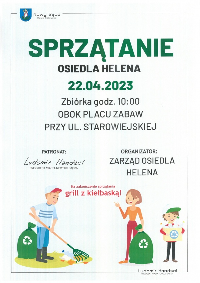 Plakat informujący o akcji sprzątania