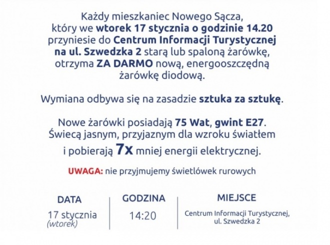 informacja o akcji żarówka za żarówkę