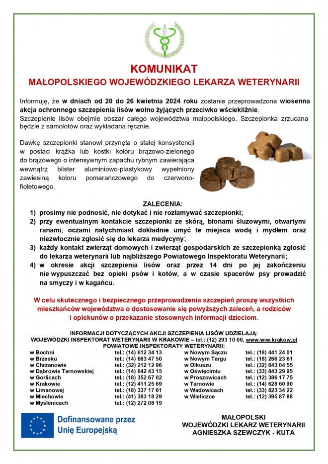 Komunikat szczepienie lisów