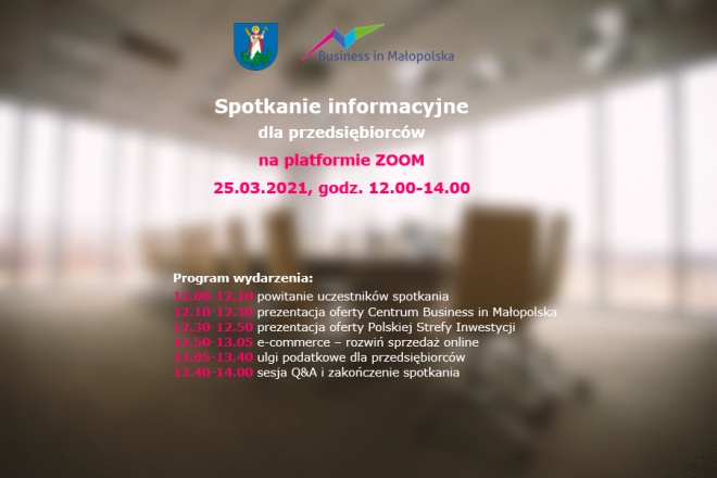 plakat o spotkaniu informacyjnym dla przedsiębiorców 
