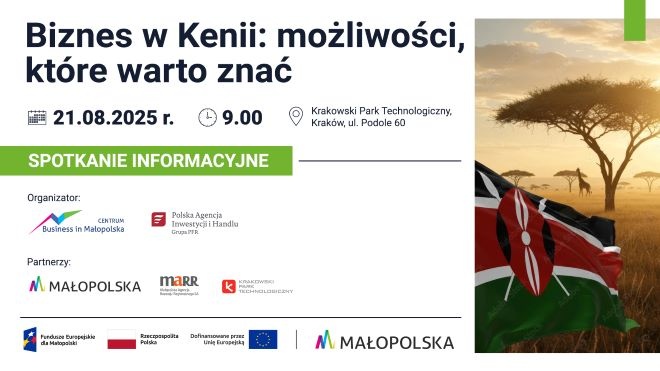 Doing Business in Młopolska - baner informacyjny sppotkania - Biznes w Kenii: możliwości, któe warto znać