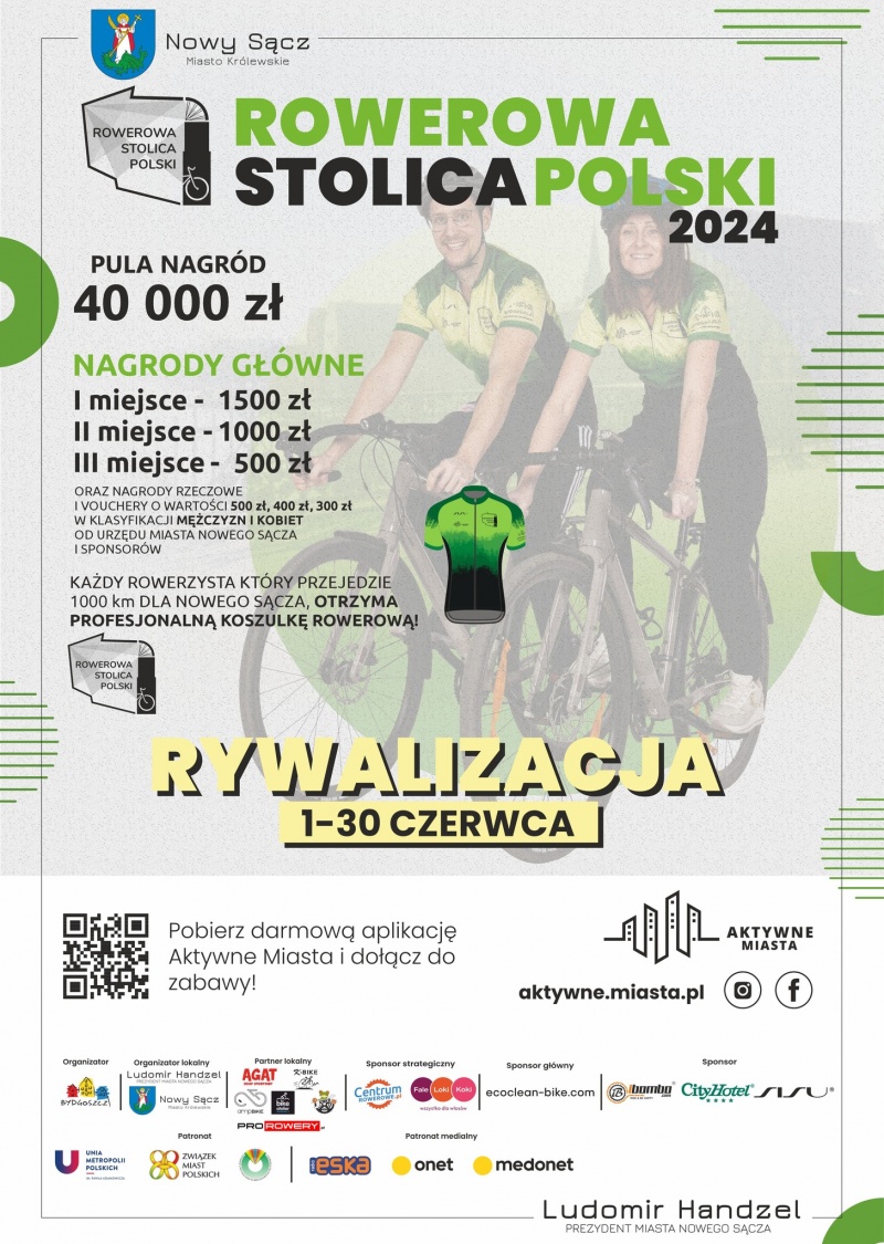 Plakat informujący o rywalizacji o Puchar Rowerowej Stolicy Polski 