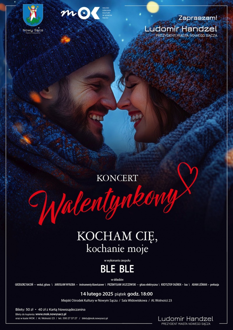 Plakat informujący o koncercie walentynkowym w MOK