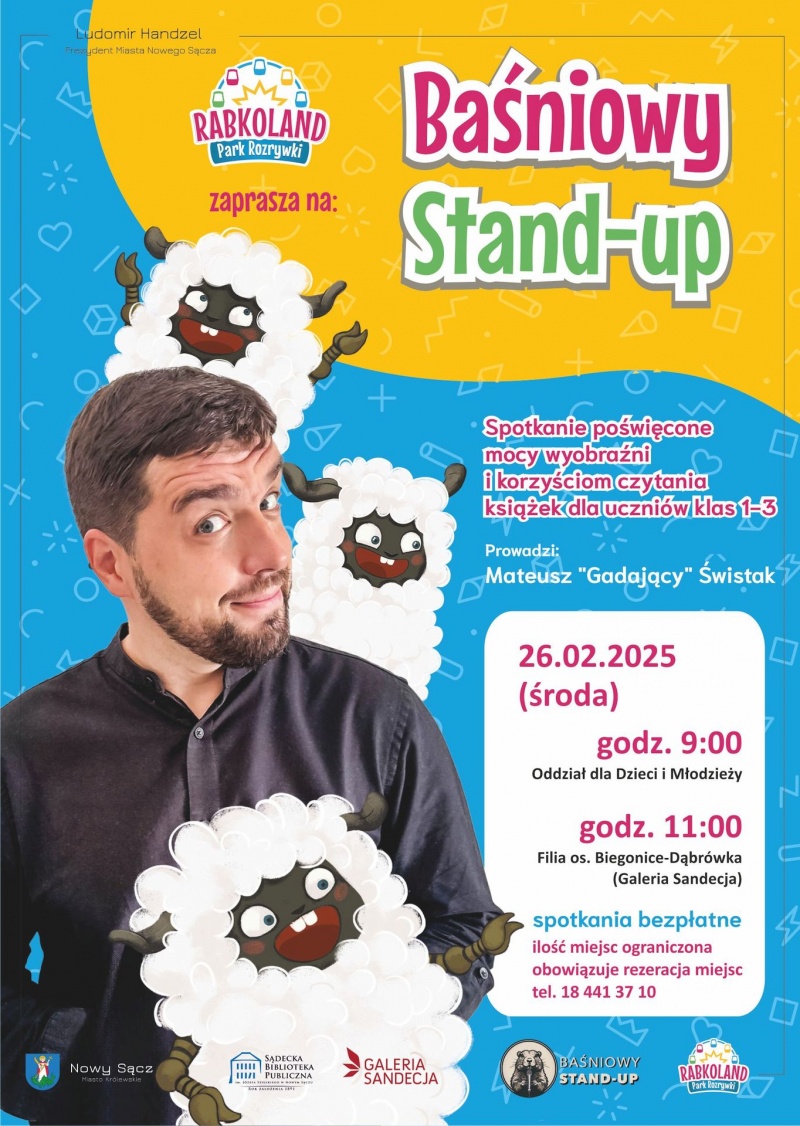 Plakat informujący o spotkaniach w bibliotece