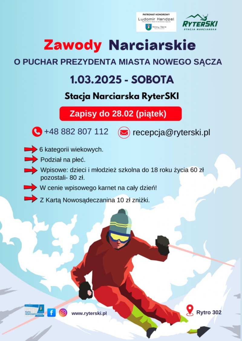 Plakat informujący o Zawodach Narciarskich o Puchar Prezydenta