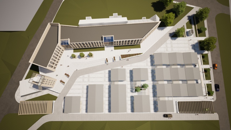 Wizualizacja Rynku Maślanego po modernizacji z lotu ptaka