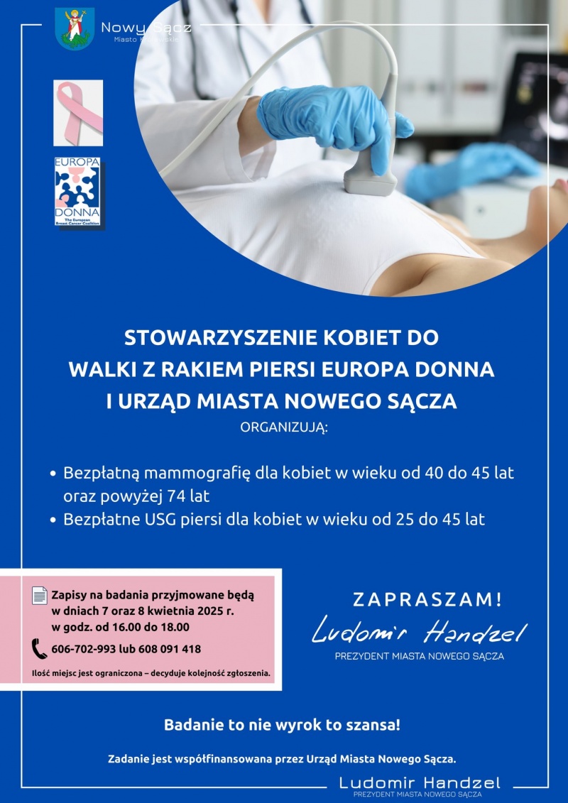 Plakat informujący o badaniach mammograficznych