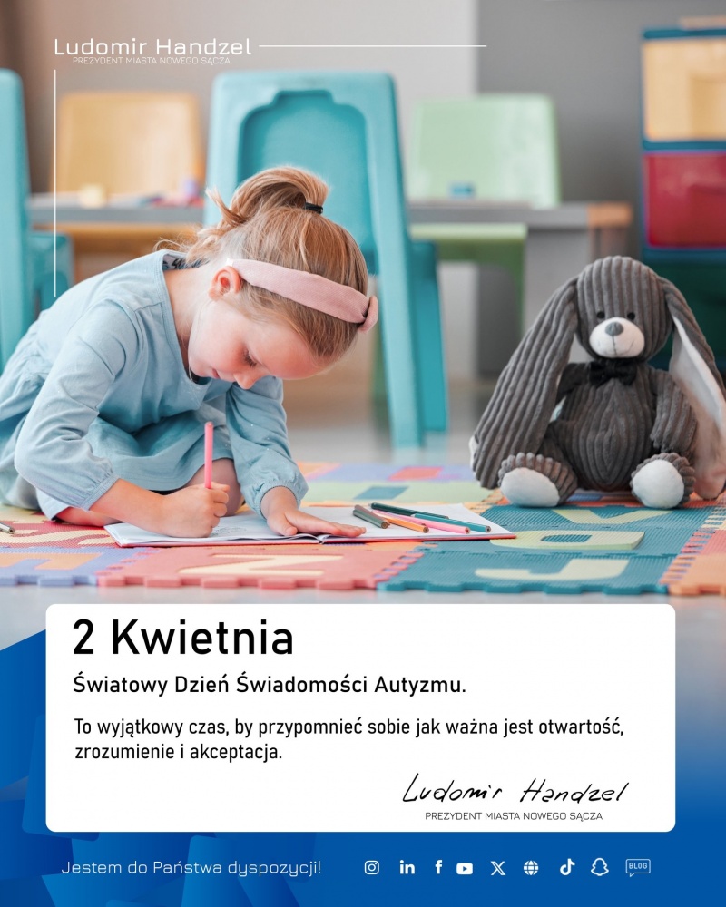 Plakat informujący o Światowym Dniu Świadomości Autyzmu