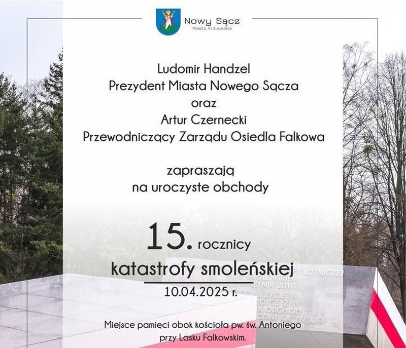 Plakat informujący o uroczystościach z okazji 15. rocznicy katastrofy smoleńskiej
