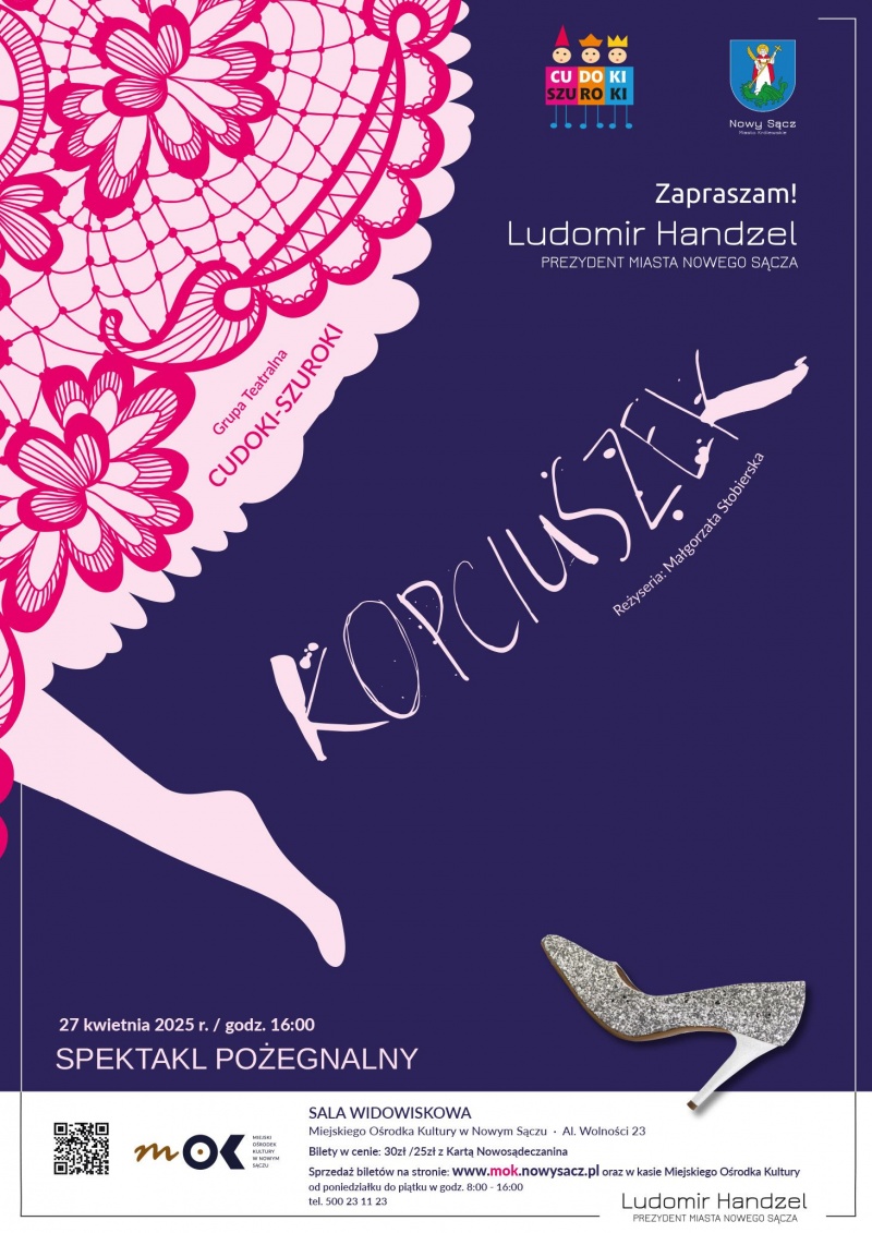 Plakat informujący o spektaklu pt. "Kopciuszek" w MOK
