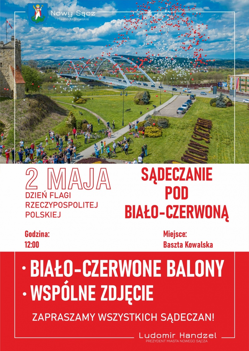 Plakat informujący o obchodach Dnia Flagi Rzeczpospolitej Polskiej
