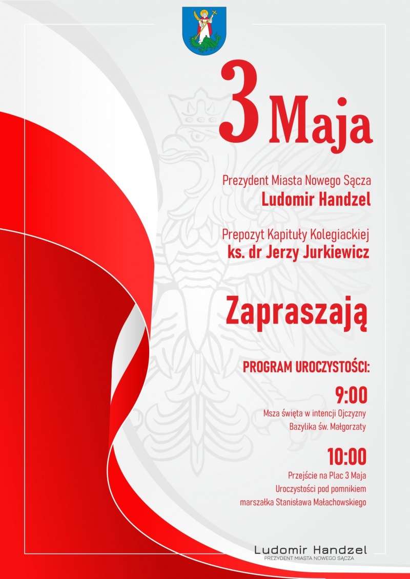 Plakat informujący o uroczystościach z okazji Święta Narodowego Trzeciego Maja 