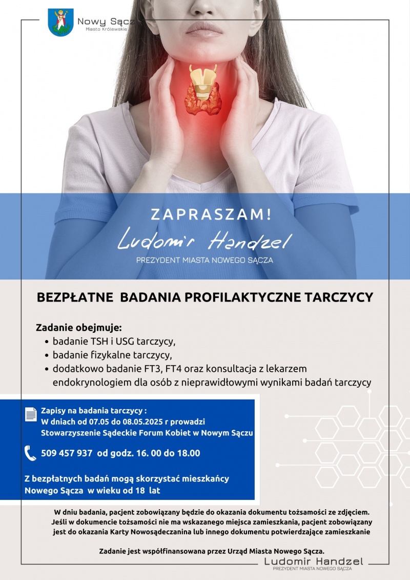 Plakat informujący o badaniach tarczycy