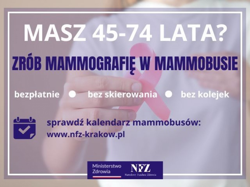 Plakat informujący o programie profilaktyki raka piersi