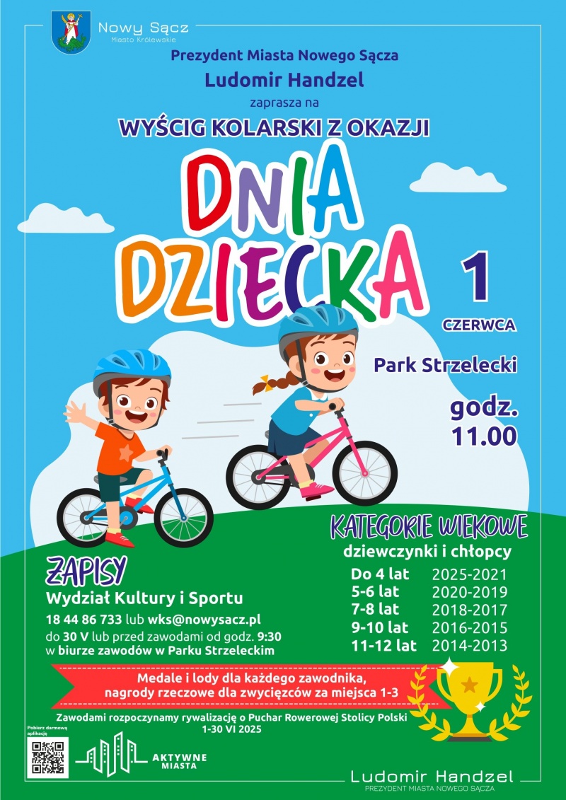 Plakat informujący o Wyścigu Kolarskim z okazji Dnia Dziecka