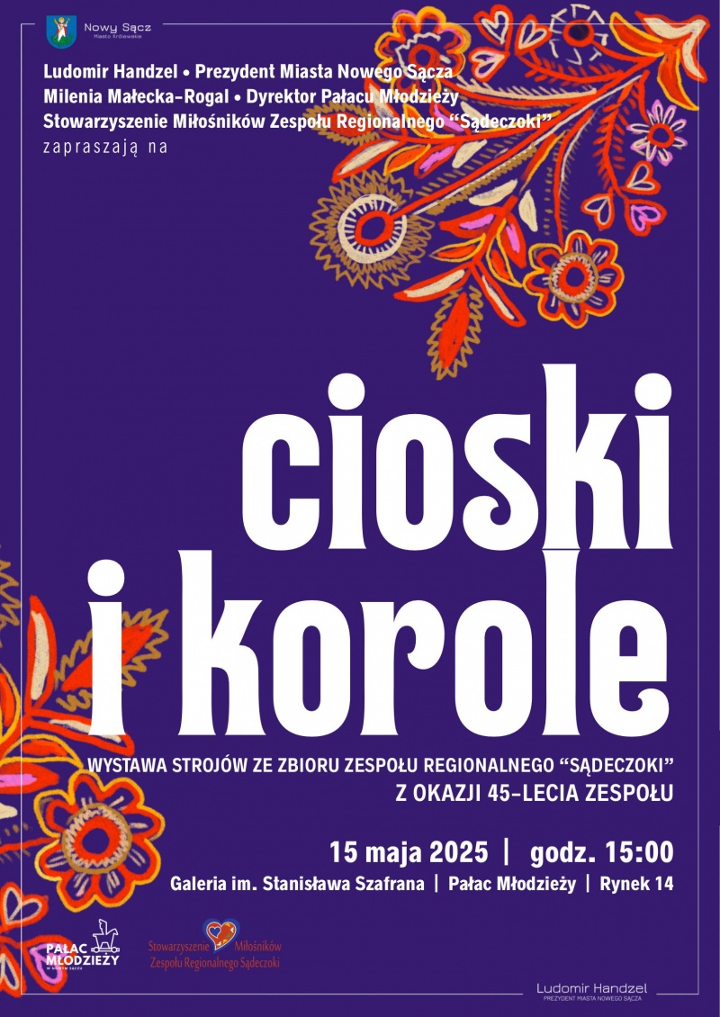 Plakat informujący o wystawie pt. "Cioski i korale" w Pałacu Młodzieży