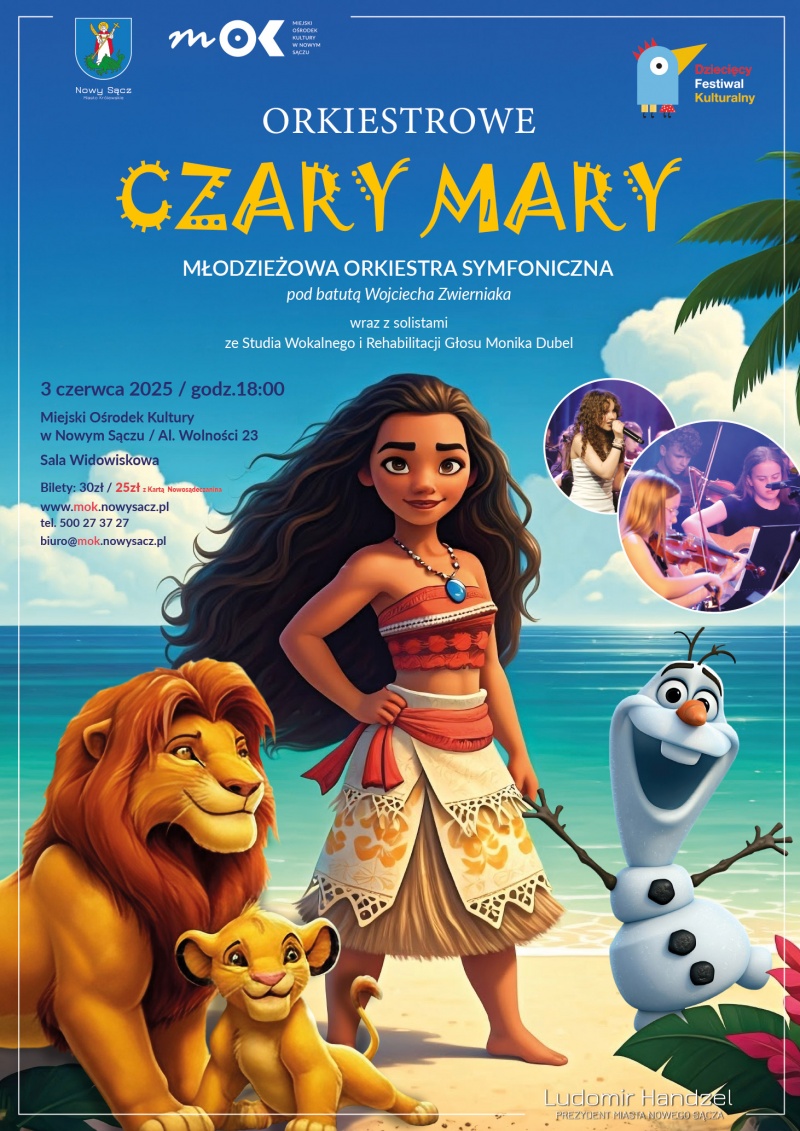 Plakat informujący o koncercie "Orkiestrowe Czary-Mary"