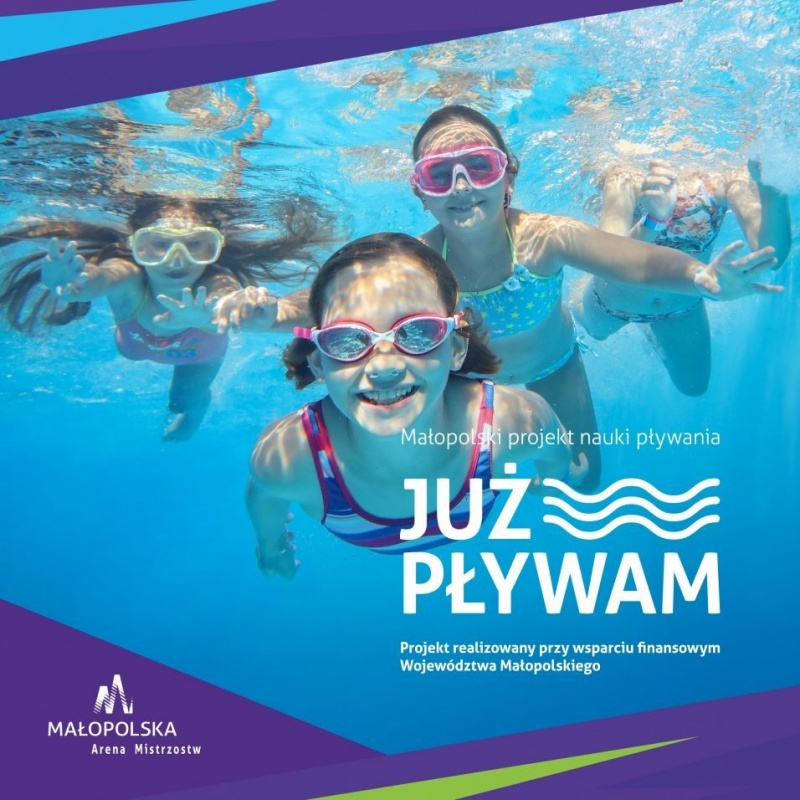 Plakat informujący o projekcie pn. "Już pływam"