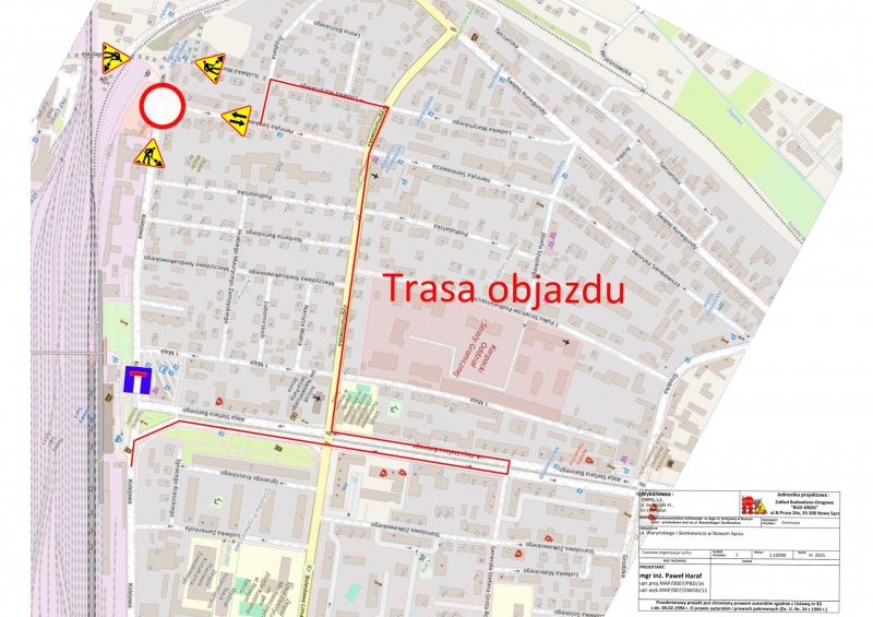 Mapka dotycząca objazdów w związku z pracami kolejowymi