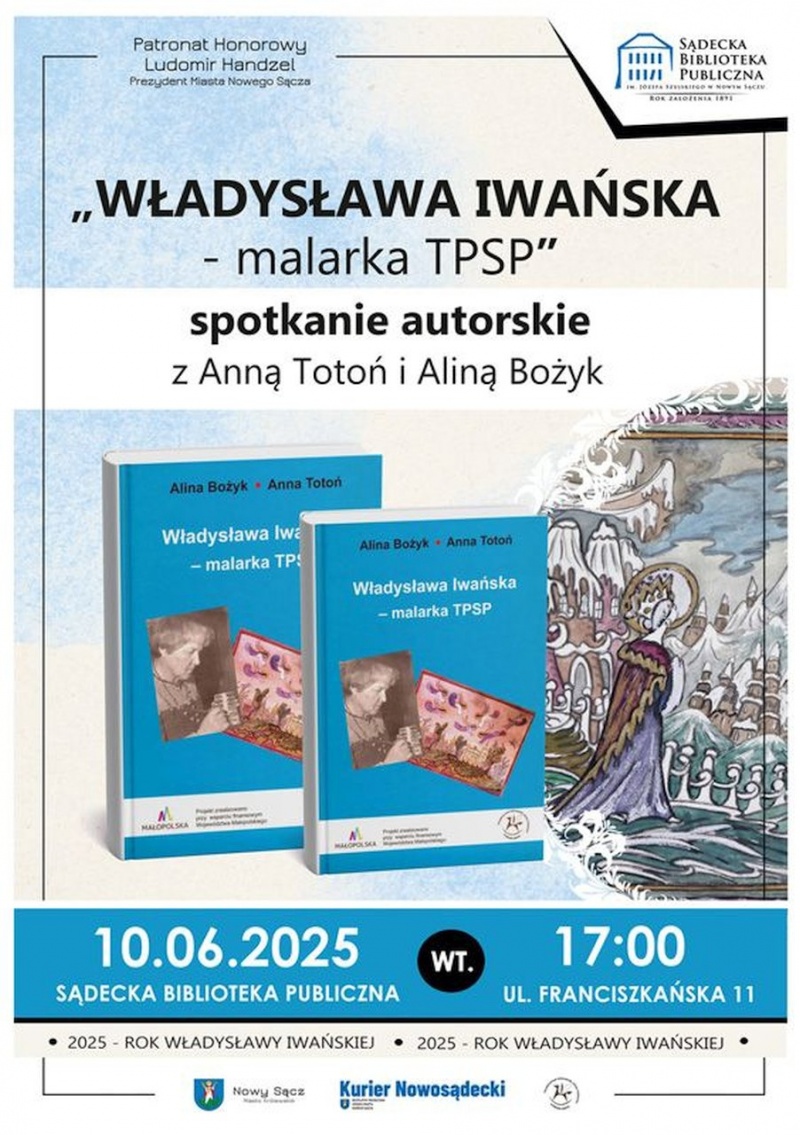 Plakat informujący o promocja książki  pt. „Władysława Iwańska – malarka TPSP”