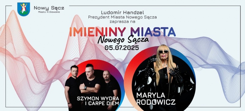 Plakat informujący o Imieninach Miasta