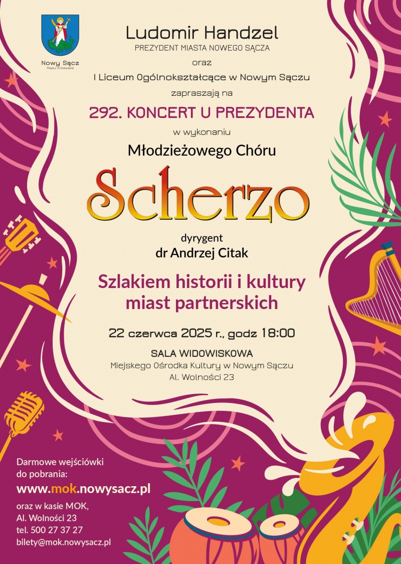 Plakat informujący o 292. Koncercie u Prezydenta