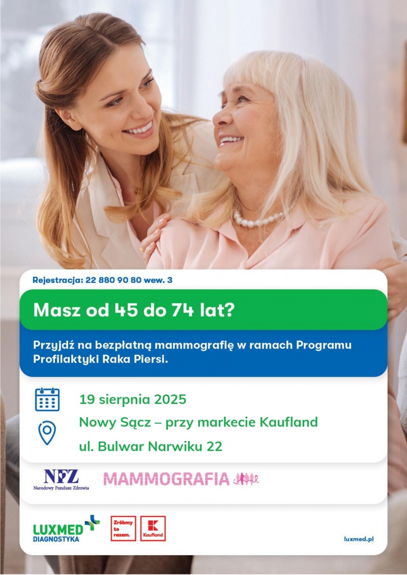 Plakat informujący o badaniach mammograficznych