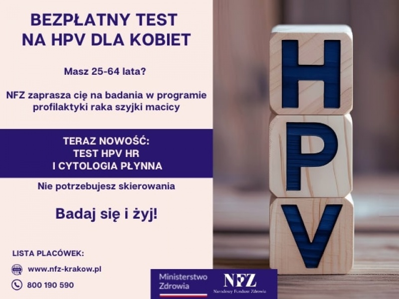 Plakat informujący o programie dotyczącym profilaktyki raka szyjki macicy