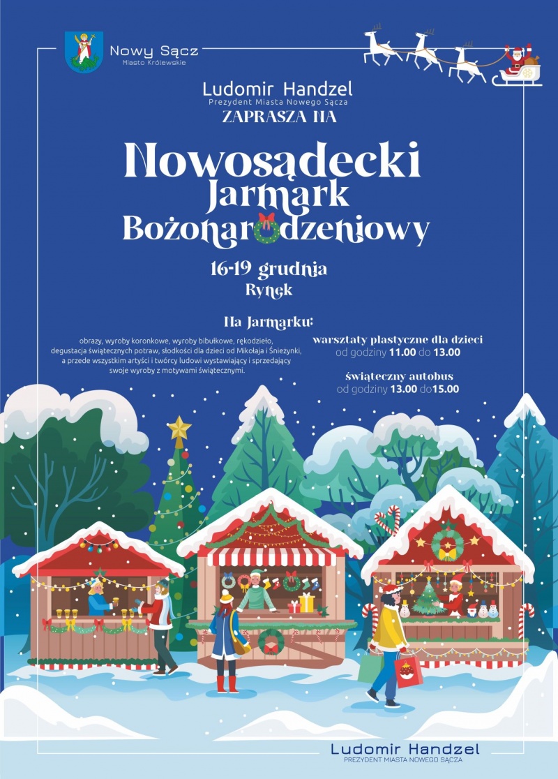 Plakat dotyczący Nowosądeckiego Jarmarku Bożonarodzeniowego