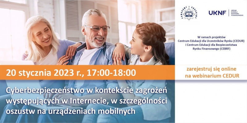 Plakat promujący spotkanie online dla Seniorów