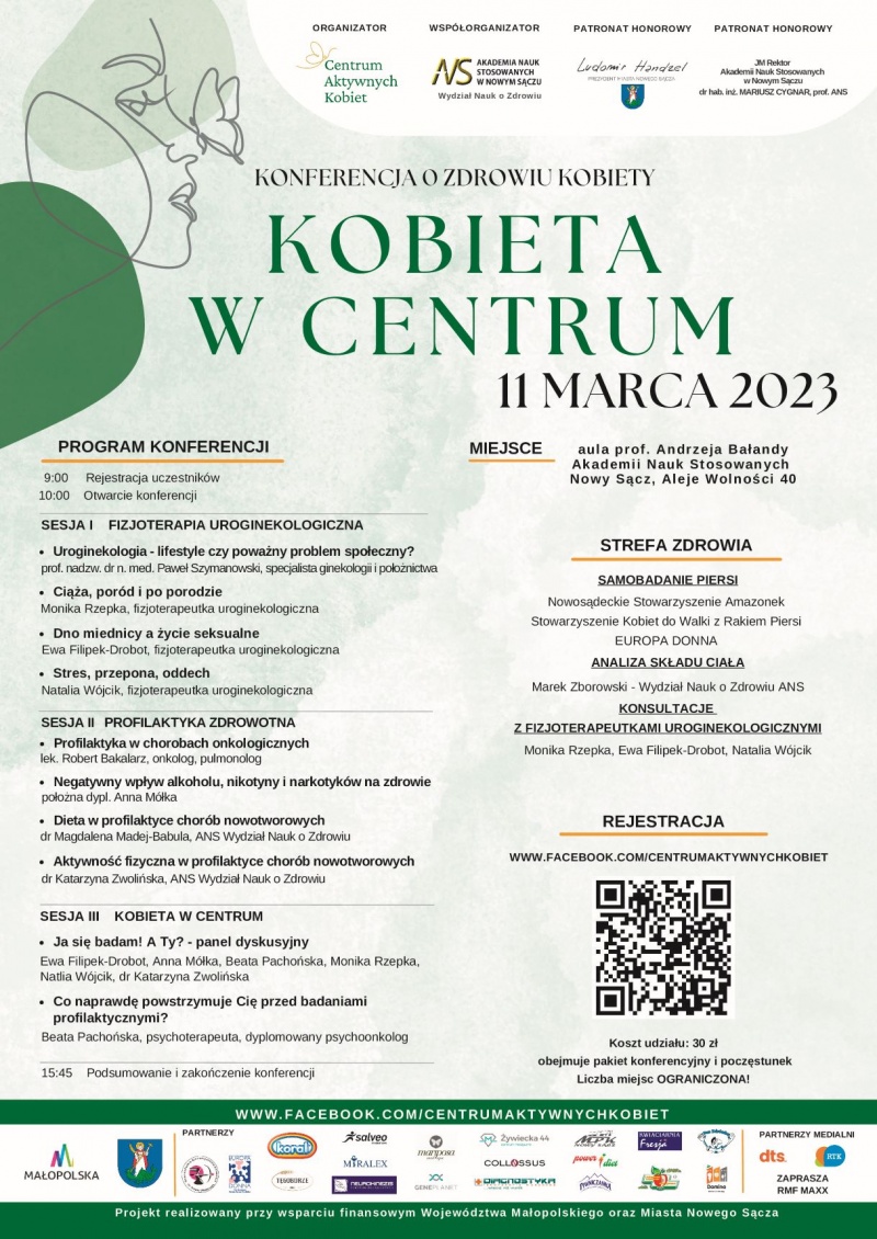 Plakat promujący konferencję pt. Kobieta w Centrum