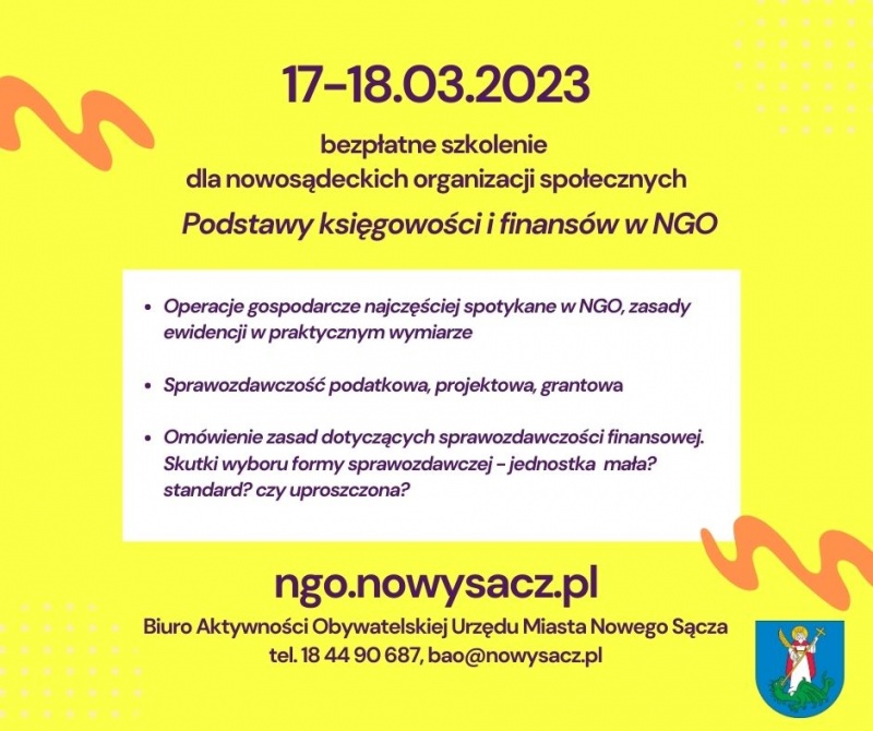 Plakat dotyczący szkolenia dla NGO