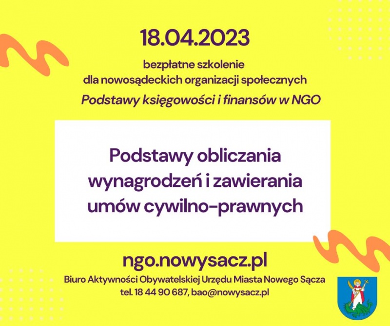 Plakat informujący o szkoleniach dla NGO