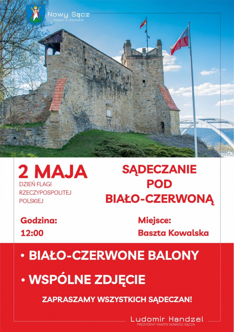 Plakat dotyczący akcji "Sądeczanie Pod Biało-Czerwoną"
